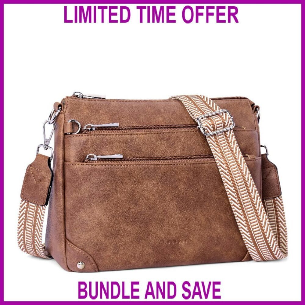 Medium Leather Crossbody Bag with RFID Protection & Adjustable Strap